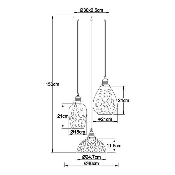 Lampada a sospensione Salvy B Vetro / Ferro - 3 punto luce