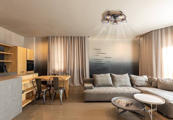 Lampada da soffitto Narina Vetro colorato / Massello dell’albero della gomma - 5 punti luce