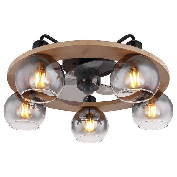 Lampada da soffitto Narina Vetro colorato / Massello dell’albero della gomma - 5 punti luce