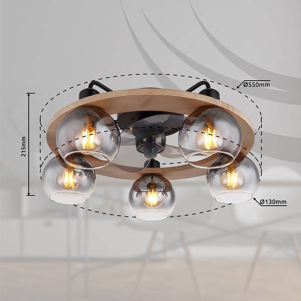 Lampada da soffitto Narina Vetro colorato / Massello dell’albero della gomma - 5 punti luce