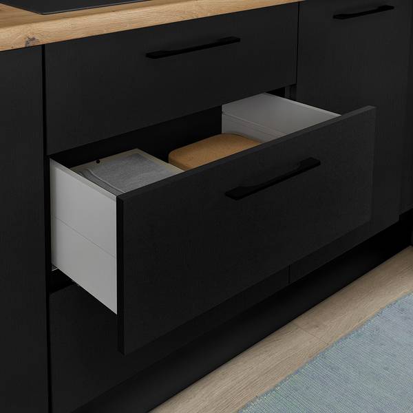 Cucina Collegno G Opaco nero - Larghezza: 370 cm - Senza piani di cottura - Senza utensili di cucina