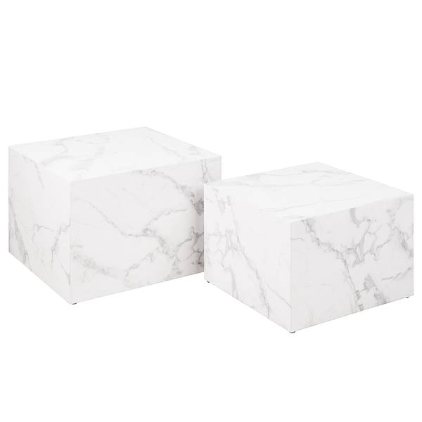Couchtisch SUKATARI 2er-Set quadratisch Marmor Weiß Dekor