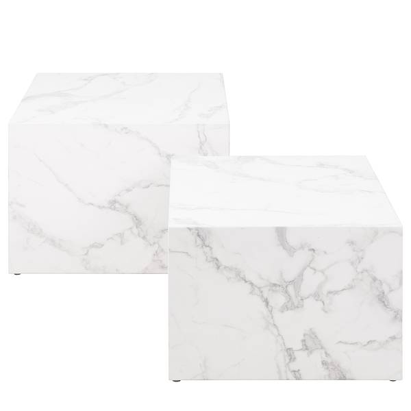 Couchtisch SUKATARI 2er-Set quadratisch Marmor Weiß Dekor