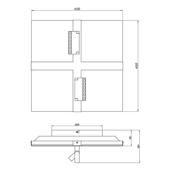 Lampada da soffitto LED Vittoria Nero - Bianco - Alluminio - Ferro - Plexiglas - 45 x 16 x 45 cm