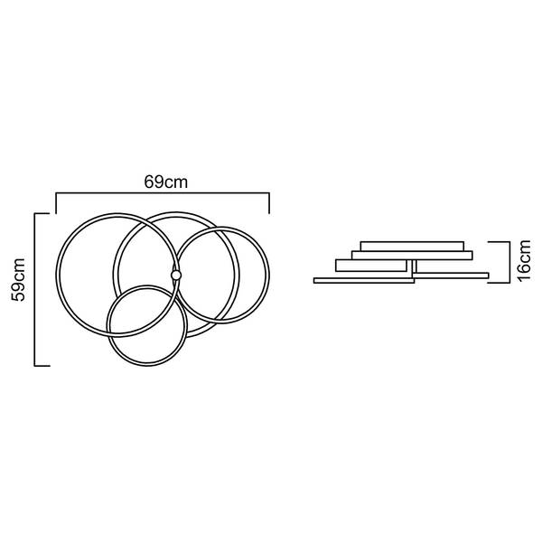 Lampada da soffitto a LED Jack Nero - Bianco - Ferro - Plexiglas - 59 x 16 x 69 cm