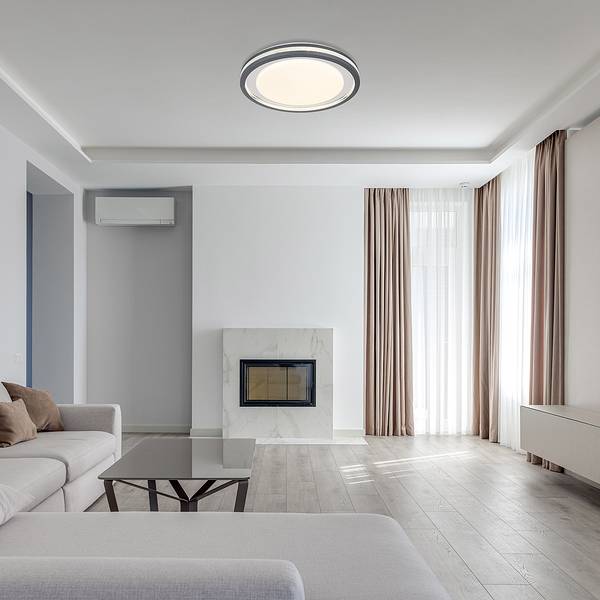 Lampada da soffitto LED Terpsa B Nero - Bianco - Ferro - Plexiglas - 48 x 7 x 48 cm
