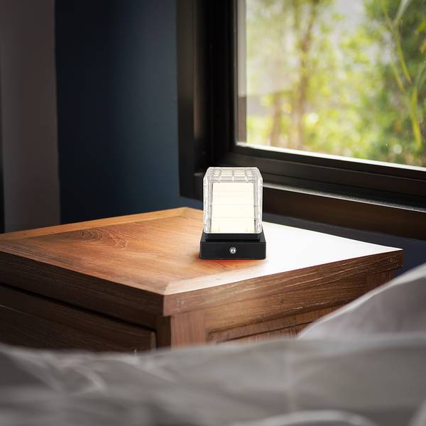 Lampe LED Lunki - Type C Verre acrylique / Fer - 1 ampoule - Noir