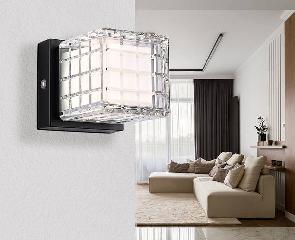 Lampe LED Lunki - Type C Verre acrylique / Fer - 1 ampoule - Noir
