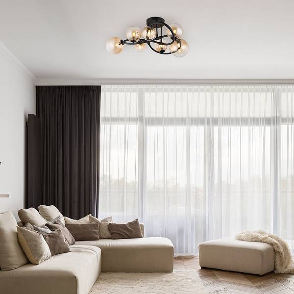 Lampada da soffitto LED Tuberius B Nero - Ferro - Vetro colorato - 62 x 30 x 62 cm