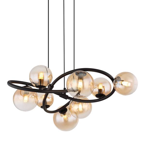 Lampada a sospensione a LED Tuberius Nero - Ferro - Vetro colorato - 65 x 120 x 65 cm