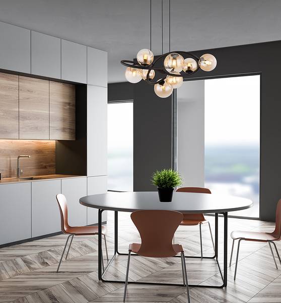 Lampada a sospensione a LED Tuberius Nero - Ferro - Vetro colorato - 65 x 120 x 65 cm