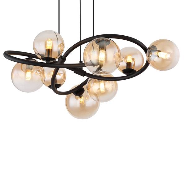 Lampada a sospensione a LED Tuberius Nero - Ferro - Vetro colorato - 65 x 120 x 65 cm