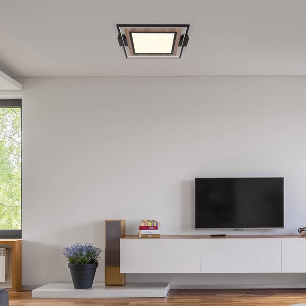 Lampada da soffitto LED Gabaldo Nero - Marrone - Ferro - Plexiglas - 45 x 6 x 50 cm
