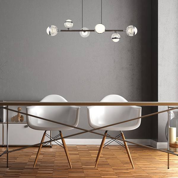 Suspension LED Untsy Verre acrylique / Aluminium - Nb d'ampoules : 6