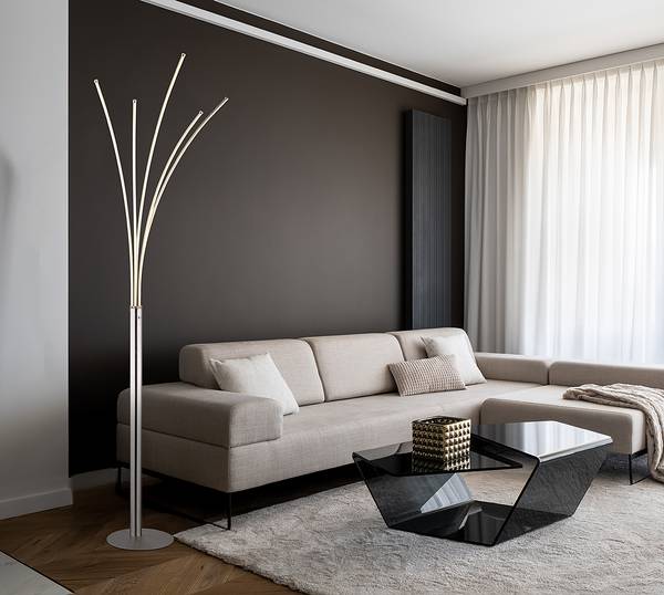Lampada da terra LED Bizzy Grigio - Argento - Ferro - Plexiglas - 60 x 187 x 56 cm