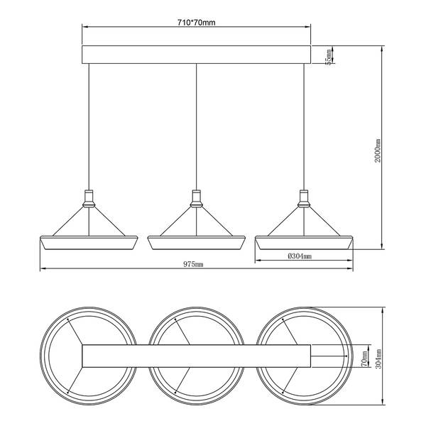 Suspension LED Ferra - Type B Aluminium / Silicone - 1 ampoule
