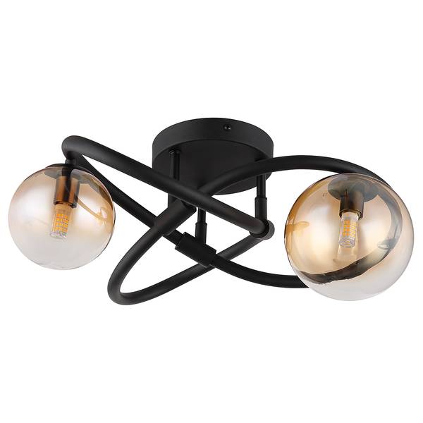 Plafonnier LED Tuberius - Type A Verre coloré / Fer - 2 ampoules