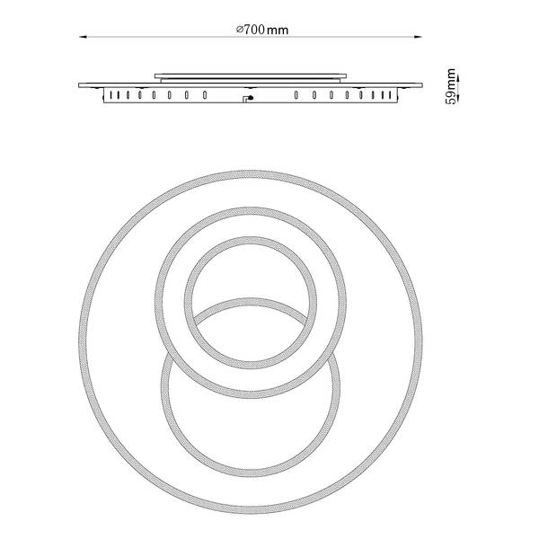 Lampada da soffitto a LED Jacques Nero - Bianco - Ferro - Plexiglas - 70 x 6 x 70 cm