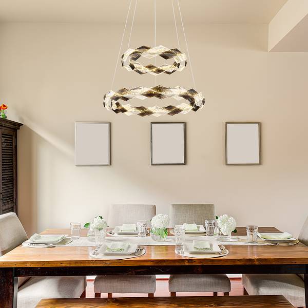 Lampada a sospensione LED Karilion Argento -  - Ferro - Plexiglas - 55 x 130 x 55 cm