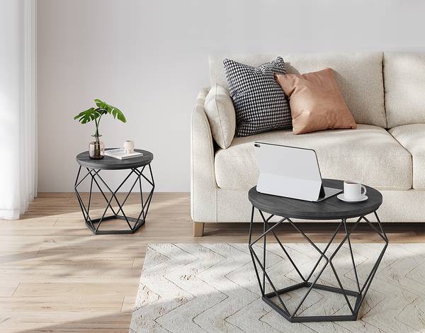 Couchtisch Tuxford 60 cm 2er-Set Schwarz