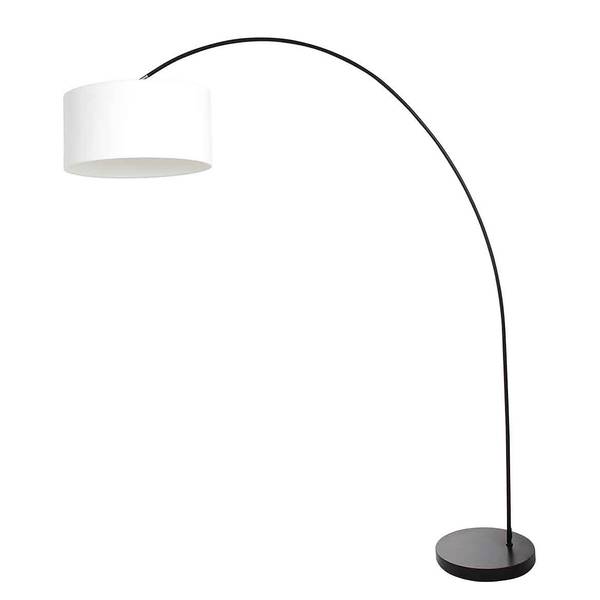 Stehleuchte Solva Typ A Aluminium / Leinen - 1-flammig - Schwarz / Wollweiß