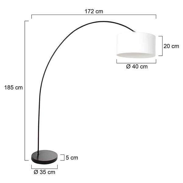 Stehleuchte Solva Typ A Aluminium / Leinen - 1-flammig - Schwarz / Wollweiß