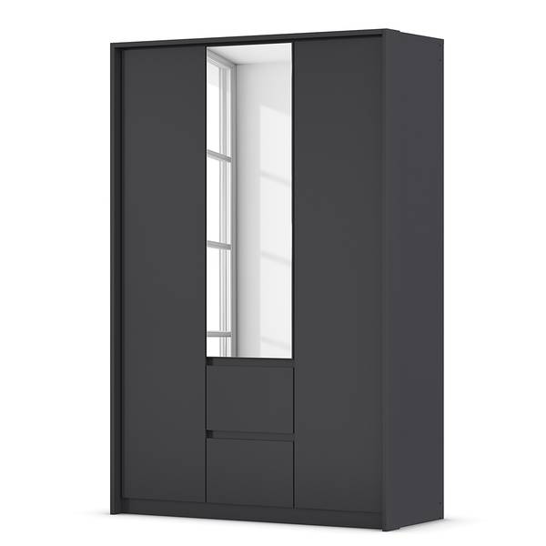 Drehtürenschrank Mainz mit Passepartout Graumetallic - Breite: 141 cm - Ohne Beleuchtung - Mit Spiegeltür/-en