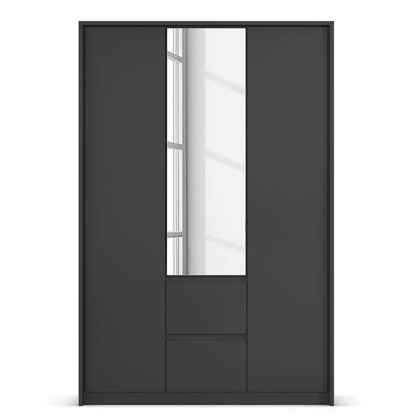 Drehtürenschrank Mainz mit Passepartout Graumetallic - Breite: 141 cm - Ohne Beleuchtung - Mit Spiegeltür/-en