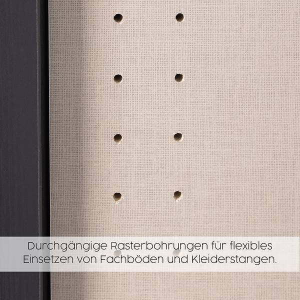 Drehtürenschrank Mainz mit Passepartout Graumetallic - Breite: 141 cm - Ohne Beleuchtung - Mit Spiegeltür/-en