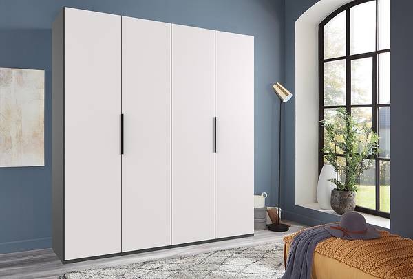 Drehtürenschrank Level36 - 236 cm Typ B Weiß / Graphit - Breite: 200 cm - Schwarz - Ohne Spiegeltür/-en