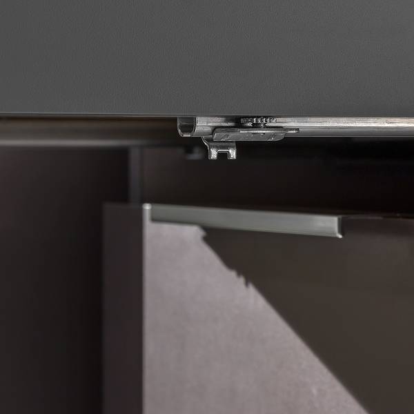 Drehtürenschrank Level36 - 236 cm Typ A Weiß / Graphit - Breite: 250 cm - Schwarz - Mit Spiegeltür/-en