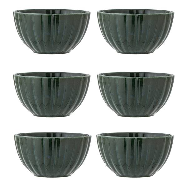 Schale Latina 6er-Set Steingut - Dunkelgrün - Breite: 12 cm