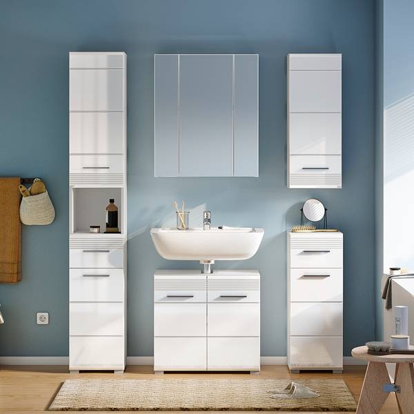 Set de salle de bain Collie 5 pcs Blanc brillant