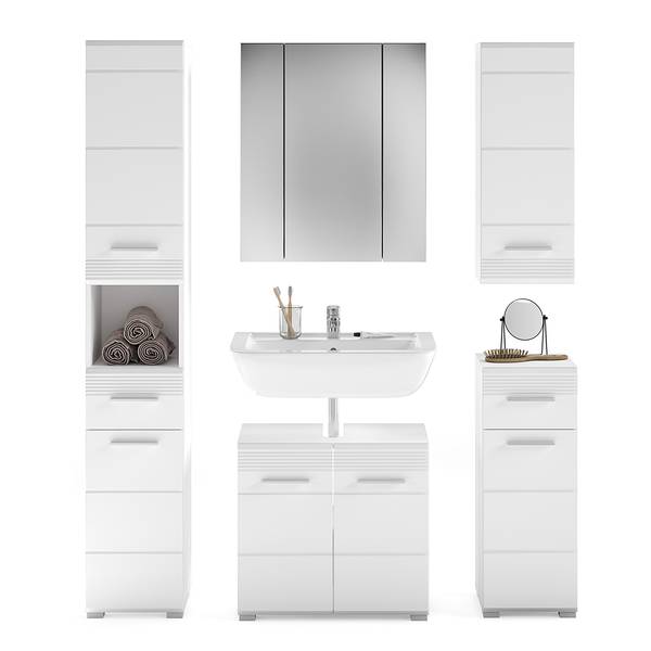 Set de salle de bain Collie 5 pcs Blanc brillant