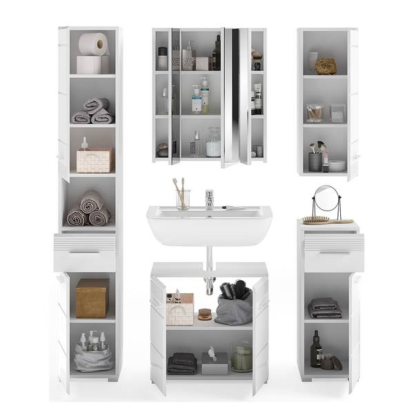 Set de salle de bain Collie 5 pcs Blanc brillant