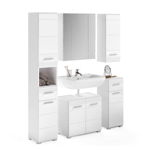 Set de salle de bain Collie 5 pcs Blanc brillant