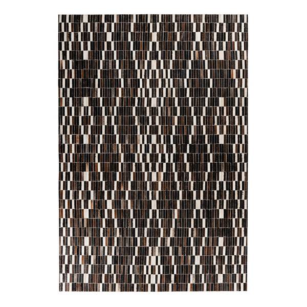 Tappeto a pelo corto Lavin 100 Pelle - Marrone / Crema - 160 x 230 cm