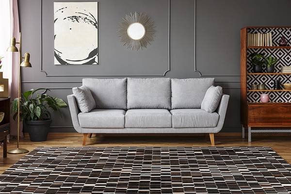 Tappeto a pelo corto Lavin 100 Pelle - Marrone / Crema - 160 x 230 cm
