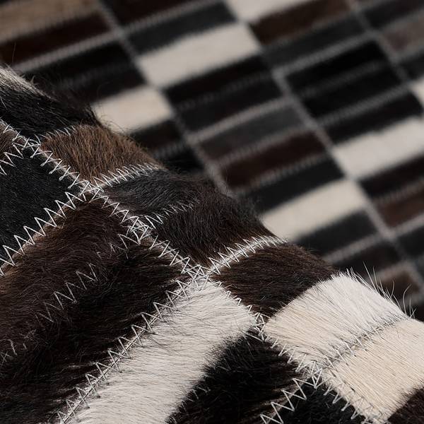 Tappeto a pelo corto Lavin 100 Pelle - Marrone / Crema - 160 x 230 cm