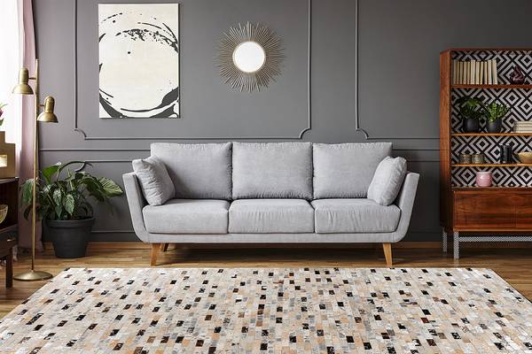 Tappeto a pelo corto Lavin 500 Pelle - Crema / Marrone - 120 x 170 cm