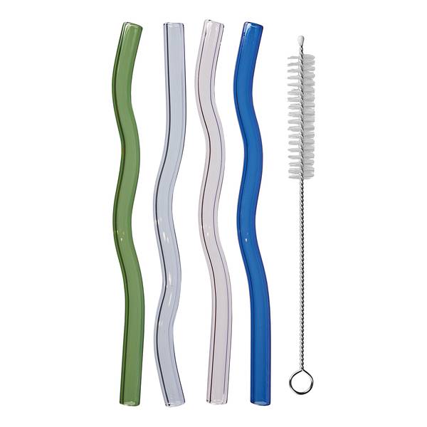 Set de pailles LONG DRINK - Lot de 5 Verre borosilicate - multicolore