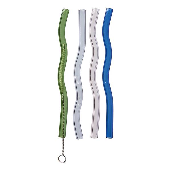 Set de pailles LONG DRINK - Lot de 5 Verre borosilicate - multicolore