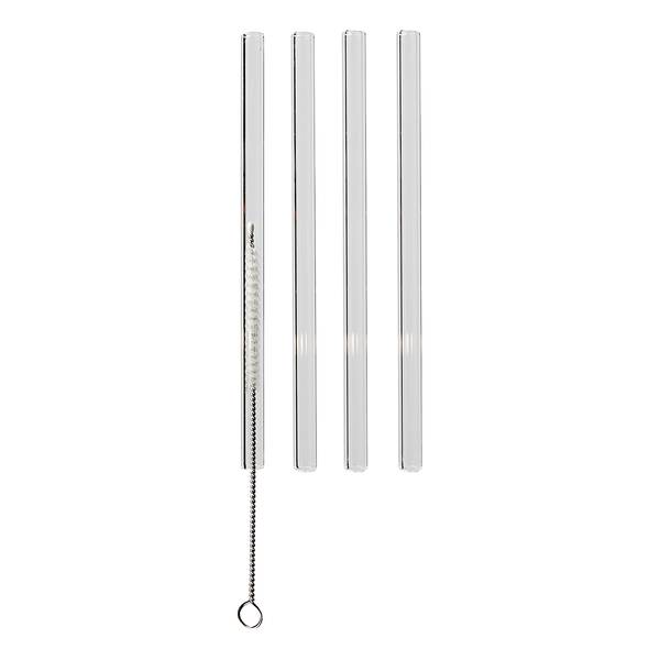 Set rietjes LONG DRINK 5-delig borosilicaatglas - transparant