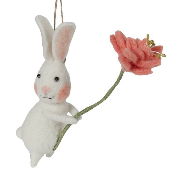 Anhänger FUNKY FRIENDS Häschen mit Blume Filz - Creme