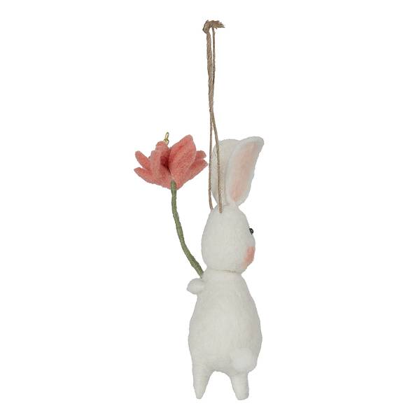 Anhänger FUNKY FRIENDS Häschen mit Blume Filz - Creme