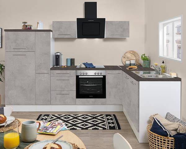 Hoekkeuken Amanda betonnen look/wit