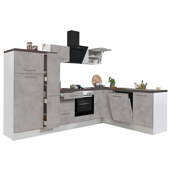 Hoekkeuken Amanda betonnen look/wit