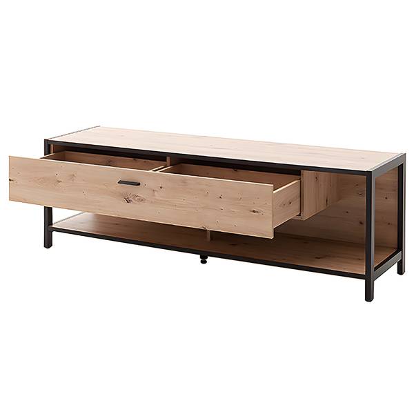 Woonwand Simaya 4-delig vitrinekast balken-eikenhouten look/antracietkleurig - Breedte: 275 cm