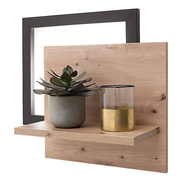 Woonwand Simaya 4-delig vitrinekast balken-eikenhouten look/antracietkleurig - Breedte: 275 cm