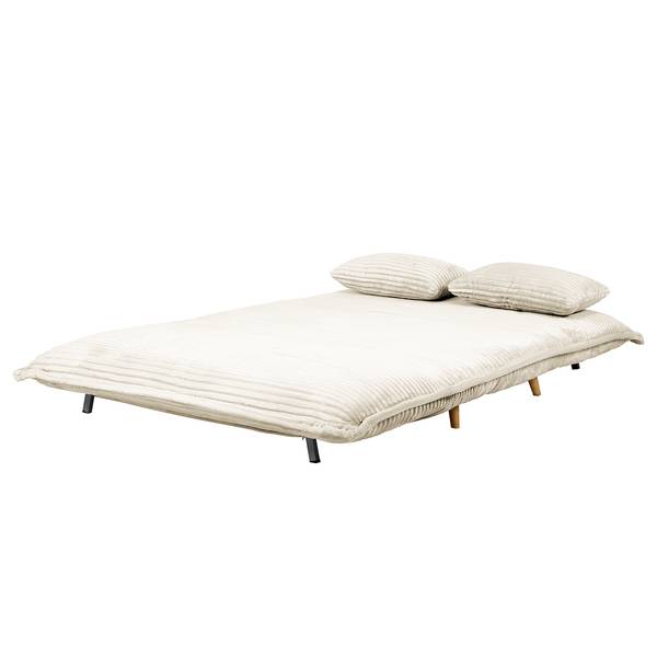 Schlafsofa KAPASIA Cord / Metall - Creme / Eiche Hell
